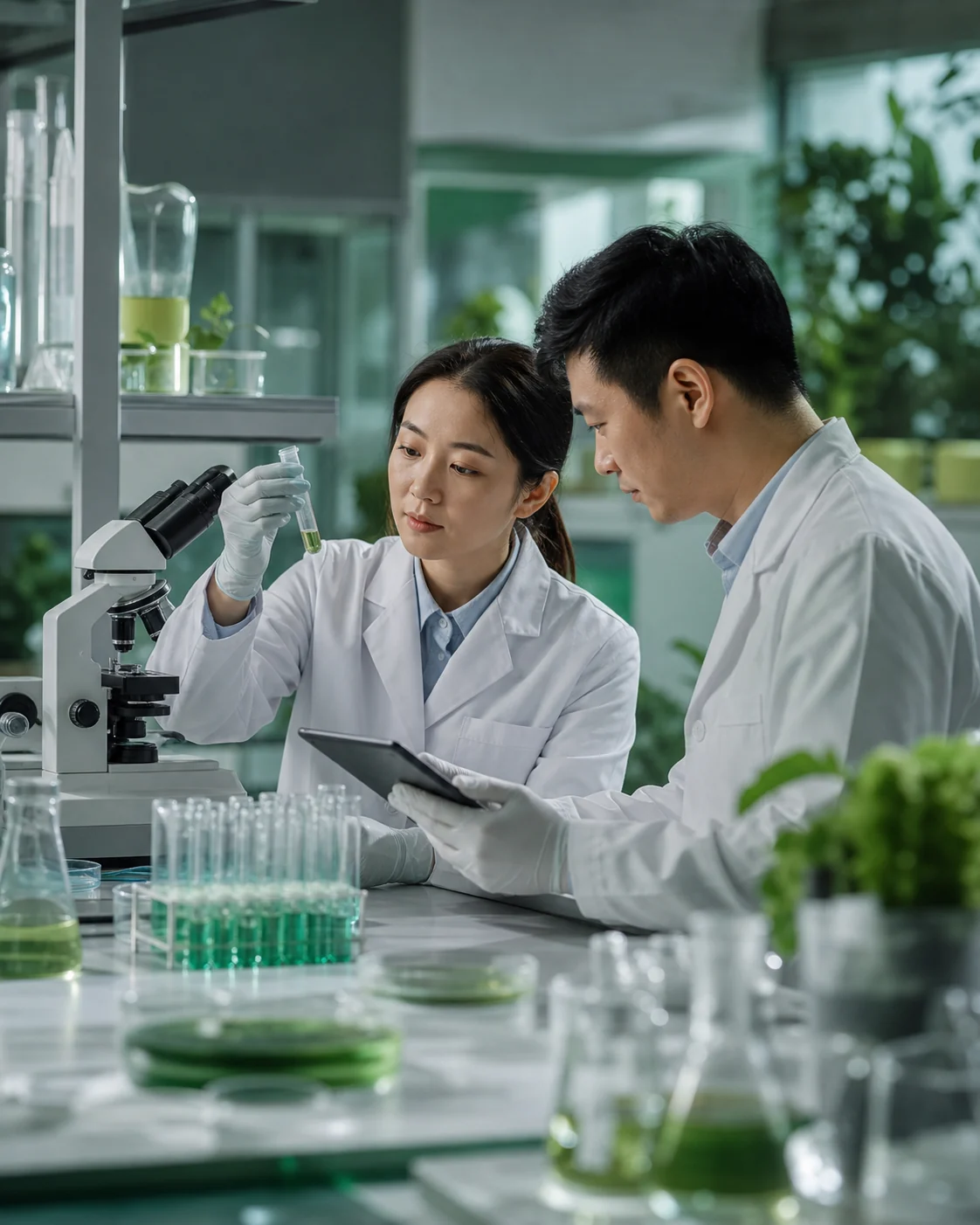 中国研发人员在微生态研究场景中协作分析样品